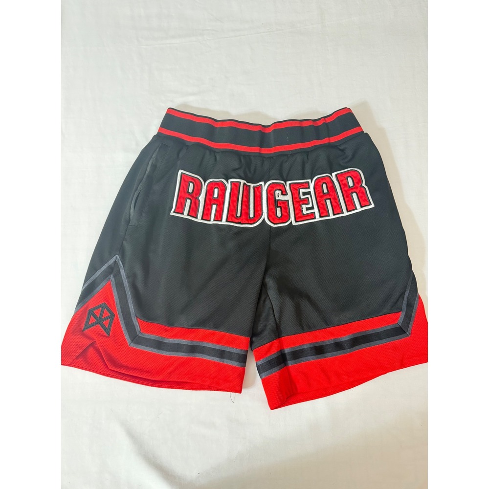Rawgear Mens Basketball Shorts Black Red Mesh Embroidered XL Streetwear Gym